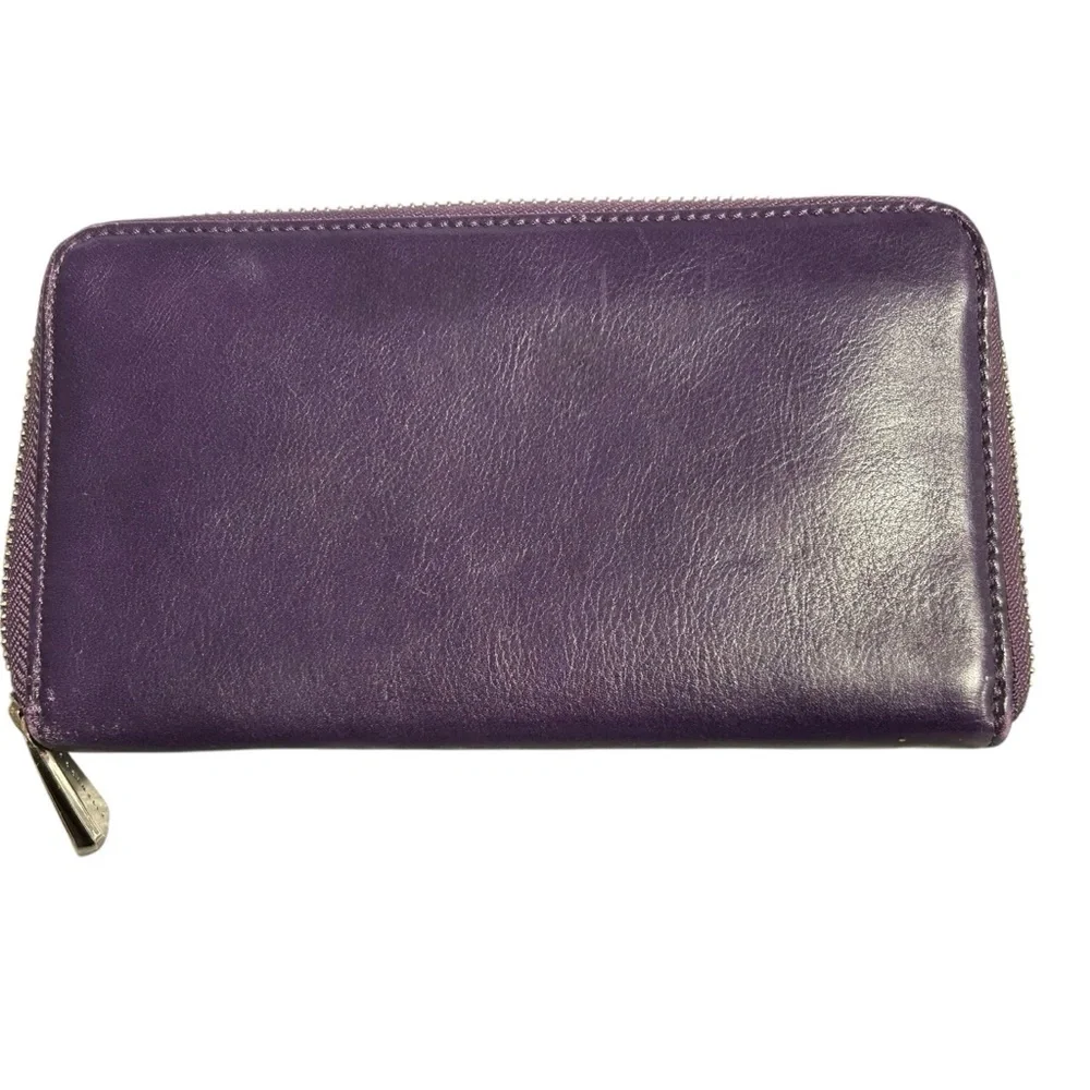 Coccinelle Purple Leather Zip-Around Wallet Organizer
